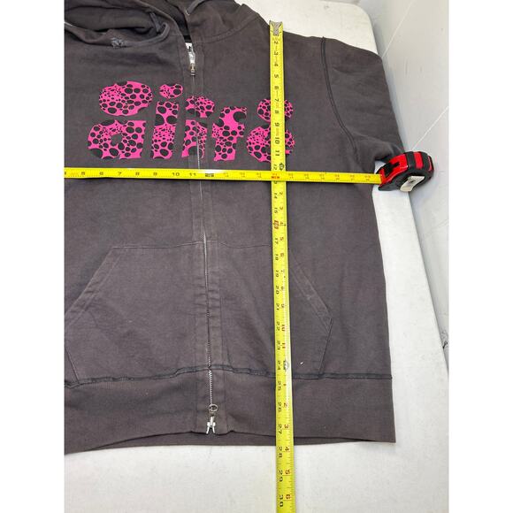 alife dark gray full Zip hoodie with hot pink logo with polka dots. Size M - Picture 3 of 5
